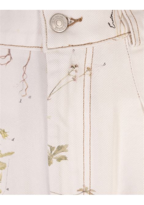 Printed White Denim Shorts ERDEM | VC25-DETR3-WSBDSMALL BOTANICAL GARDEN WHITE